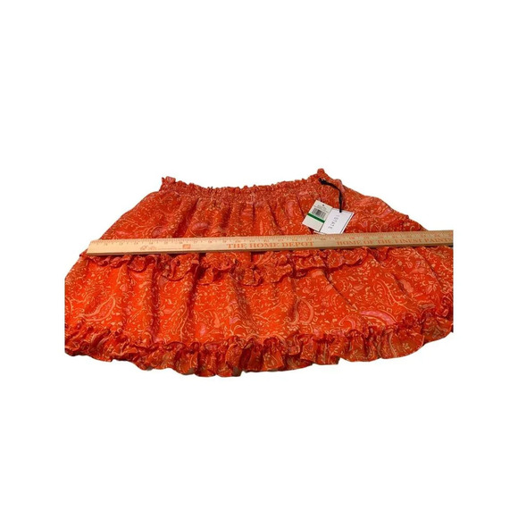 1.State Orange Paisley Print Tiered Mini Skirt with Ruffle Hem & Elastic S - Picture 5 of 8
